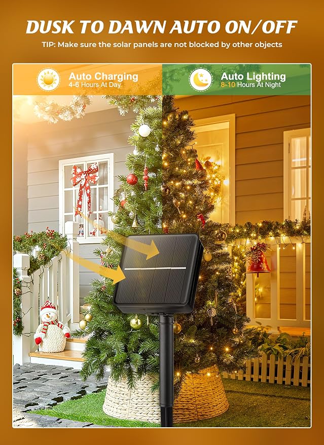 Brightown 4 Pack Solar String Lights Outdoor Waterproof, 160 FT 400 LED | Solar Powered Christmas Lights with 8 Modes, Auto On/Off, Patio Lights for Outside Tree Garden Party Decor (Warm White)