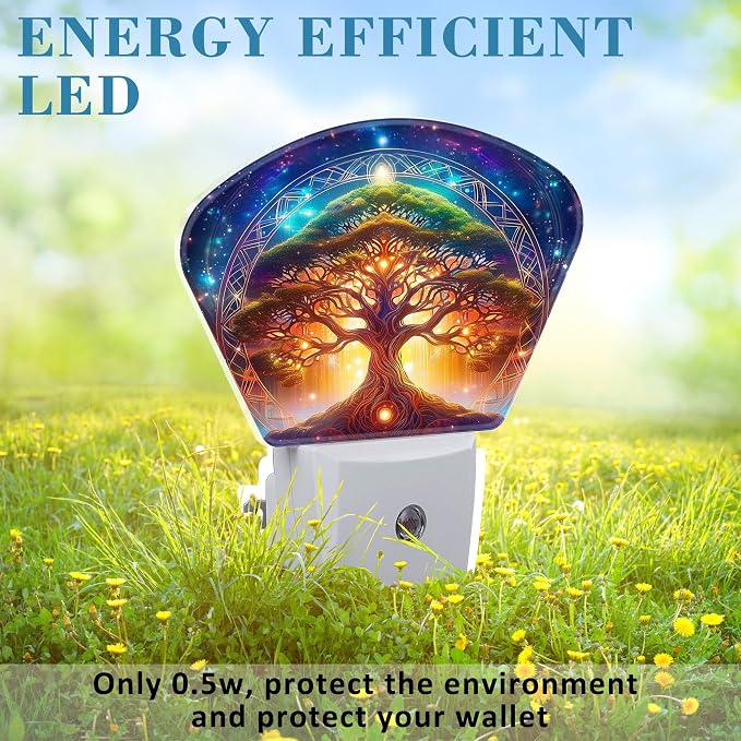Fantasy Tree of Life Night Light Tree in Milky Way Nightlight Plug into Wall with Dusk to Dawn Sensor for Kid Girls Boys Women Men Room, Hallway, Kitchen, Bathroom, Stairs Decor