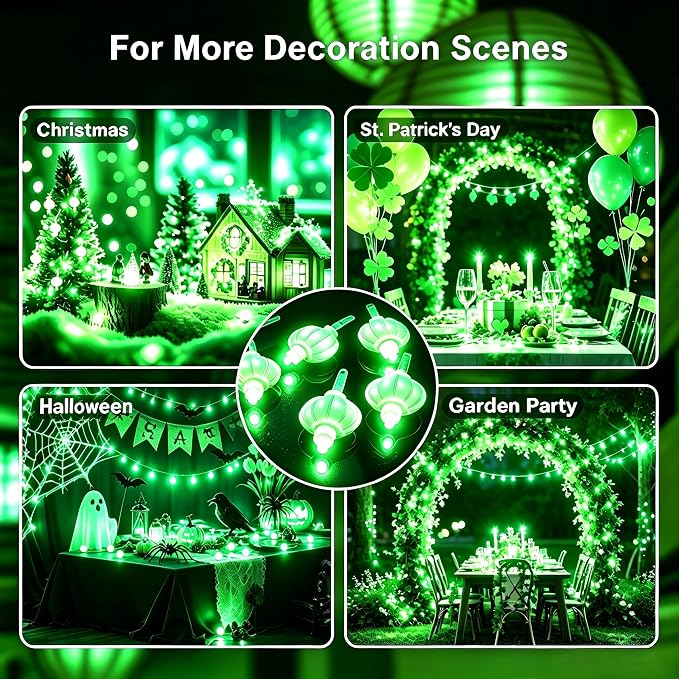 ZGWJ 10pcs Paper Lantern Lights Battery Operated, Hanging Lights for Lantern, Balloon,Wedding,Party, Decorative Lighting for Outdoor Indoor Halloween Christmas Decorations Green