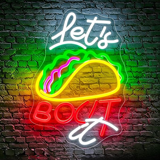 Neon Sign, Tacos Neon Signs for Wall Decor LED Signs Neon Light | Tacos Neon Sign, Mexican Taco LED Signs for Business, Mexico Restaurant, Kitchen, Party, Home Decor, Gift, USB Powered