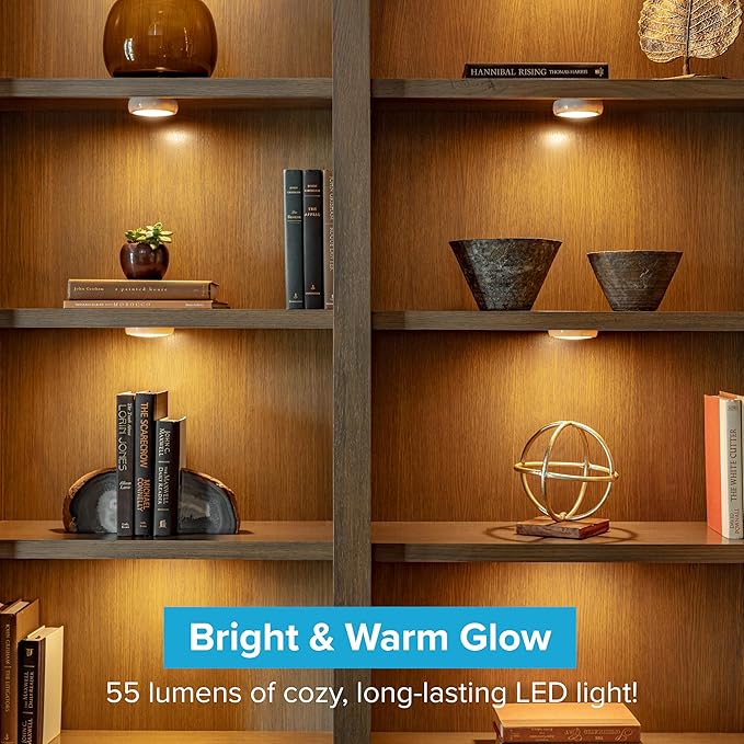 Brilliant Evolution Wireless LED Puck Light 3 Pack - Works with Remote Control - Under Cabinet, Closet Light - Battery Powered - Under Counter Lighting - Stick On Lights