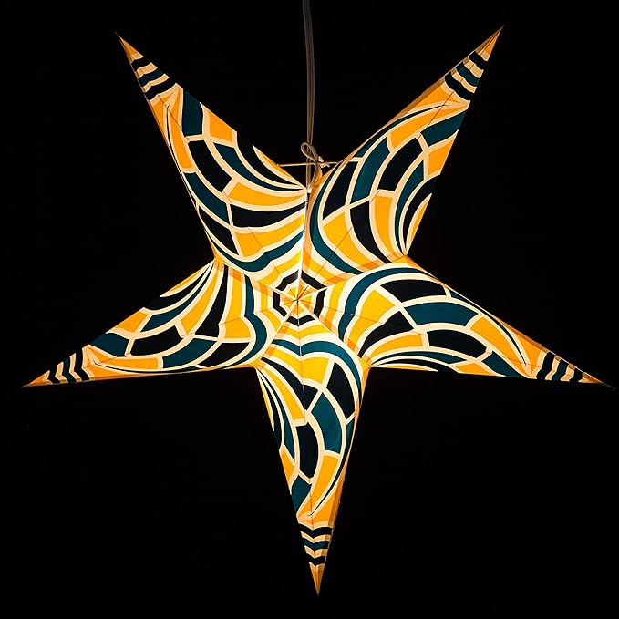 Geometric Paper Star Lantern with 12 Foot Power Cord Included