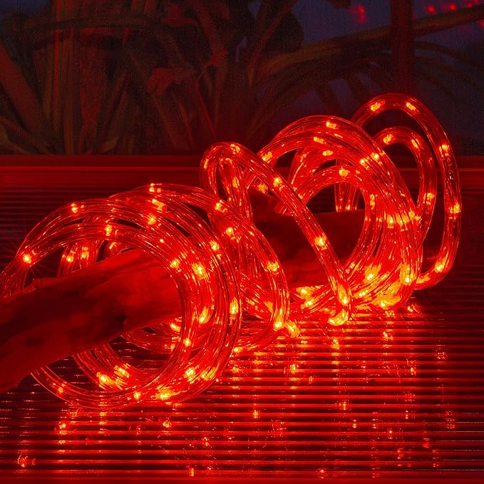 50ft Red Rope Lights, Connectable for Indoor & Outdoor,110V Transparent Flexible Tube Lights,Waterproof LED Rope Lighting For Outside, Deck, Patio, Pool, Camping, Bedroom Decor Landscape Lighting