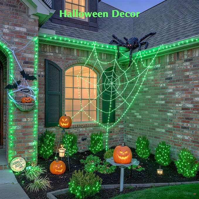 JMEXSUSS 100 LED Green Halloween Fairy Lights Plug in with Remote | 33 ft Green String Twinkle Christmas Light for Indoor Outdoor Christmas Tree Garden Home Party Decor, with Wheel