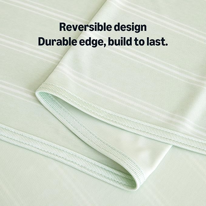 Amazon Basics Striped Cooling Blanket for Hot Sleepers, Reversible Lightweight Thin Throw Blanket for Bed, Couch and Sofa, Twin XL (60" x 90"), Aloe Green Striped