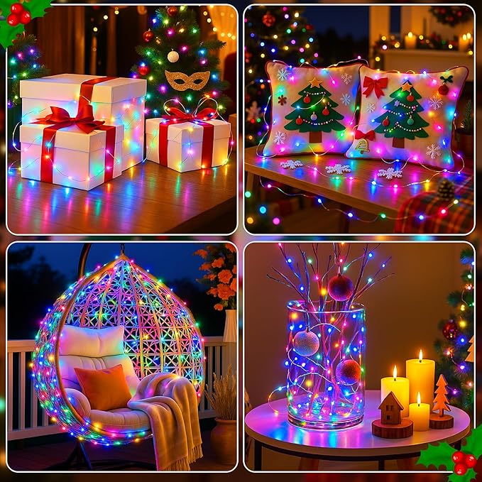 6 Pack 16FT 50 LED Fairy Lights Battery Operated with Timer, 8 Modes USB Mini Twinkle Light, Small String Lights for Christmas Tree Wreath Vase Bedroom DIY Wedding Decorations-Multi-Colored