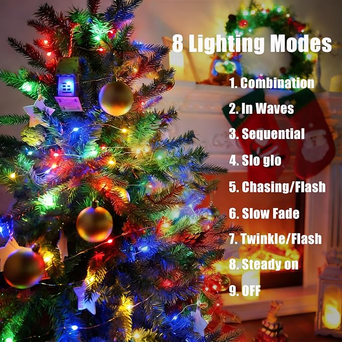 4 Pack Fairy Lights Battery Operated - 16.4ft 50 LED Multicolor | Starry Fairy Lights , 8 Modes Waterproof with Timer for Indoor Outdoor Bedroom Party Holiday Christmas Decor, Copper Wire