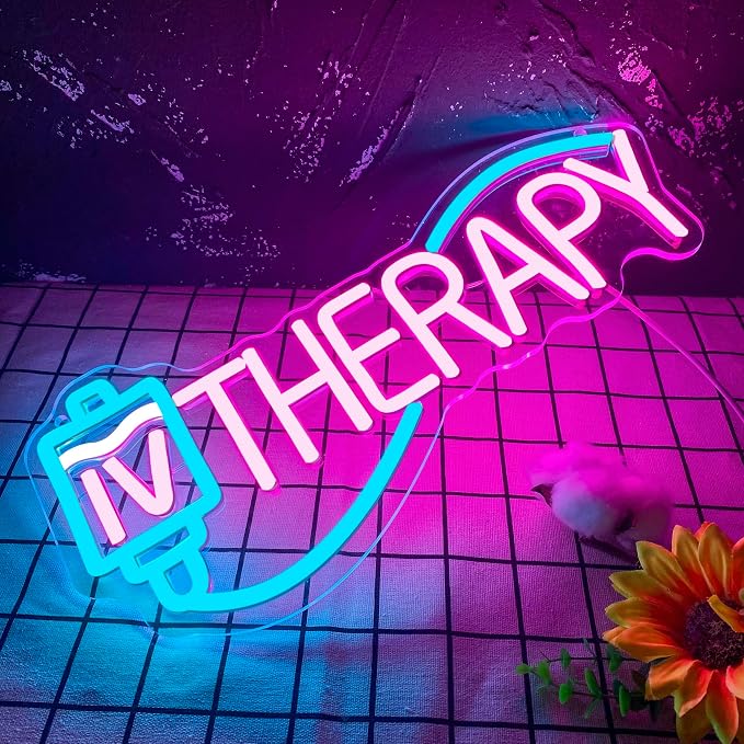 IV Therapy Neon Signs for Wall Decor,Dimmable Nurse Medical Spa Salon Neon Sign,USB Neon Light for Room Nurse Man Cave Bedroom Kid Birthday Party Gifts(15.7 * 7in)
