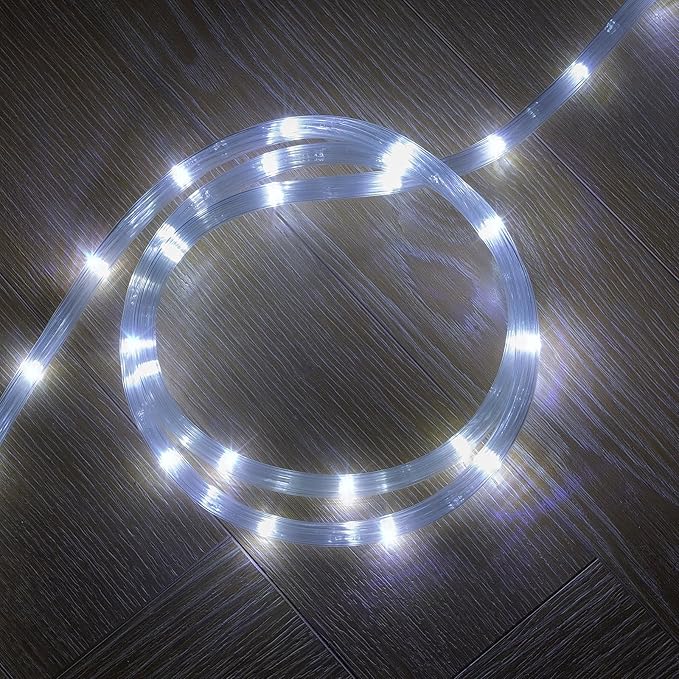 Ripple Tube LED Rope Lights with Remote Control - 8 Modes, 360° Glow,Waterproof for Outdoor/Indoor,Garden,Wedding,Pool,Patio,Christmas Decor (White, 33ft)