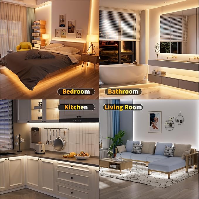 MIWISE COB LED Strip Light White LED Tape Lights 2700K-6500K 24V Color Changing Dimmable 6.56ft UL-Listed Super Bright with Remote & APP Control for Under Cabinets,Bedroom,Mirror,TV DIY Lighting