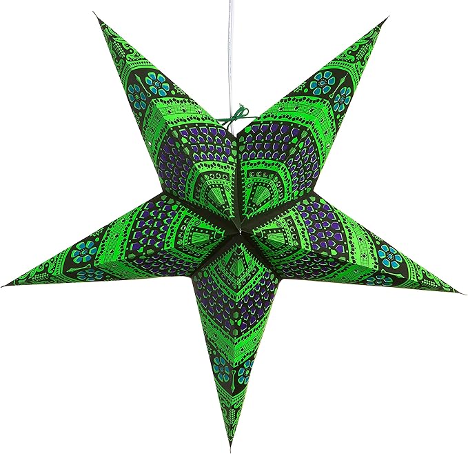 Hometown Evolution, Inc. Honeycomb Bright Green Paper Star Lantern with 12 Foot Power Cord Included