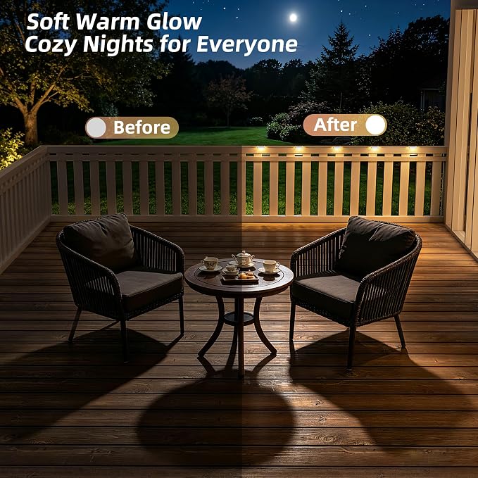 VOLISUN 16 Pack Solar Deck Lights Outdoor, Warm White LED Solar Step Lights for Outside, Waterproof Fence Light for Patio, Deck, Stairs, Yard, Pool and Porch (White)