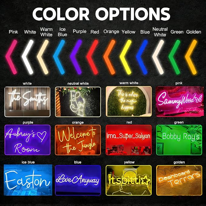 OPBYWE Custom Neon Signs, Personalized Large LED Neon Light Signs for Wall Decor, Customizable Name Logo for Wedding, Business, Bar Shop,Bedroom & Birthday Party, Ready to Hang