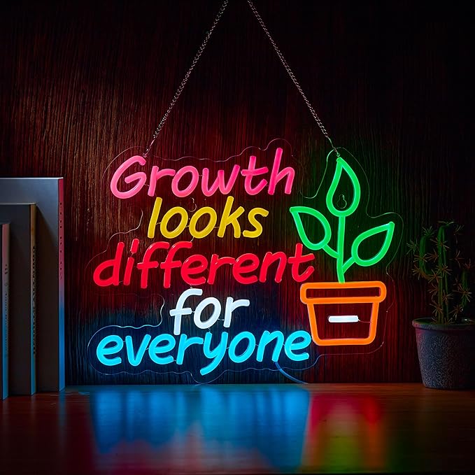 Growth Looks Different for Everyone Neon Sign for Wall Decor Classroom Growth Looks Different for Everyone LED Sign Light