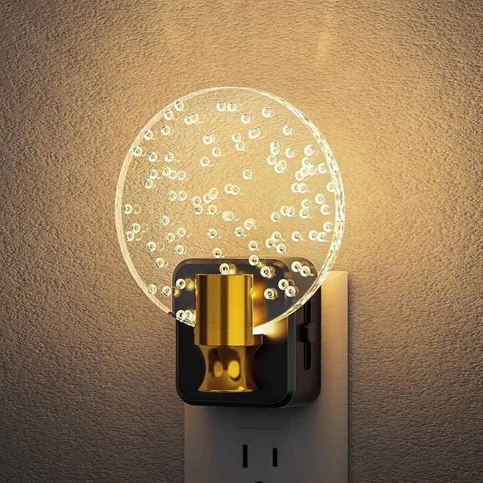 LED Night Light, Decorative Bubble Night Light Plug Into Wall | Dusk-to-Dawn Sensor, Dimmable Nightlights for Bathroom Hallway, Bedroom,Kids Room,Stairway, Soft White