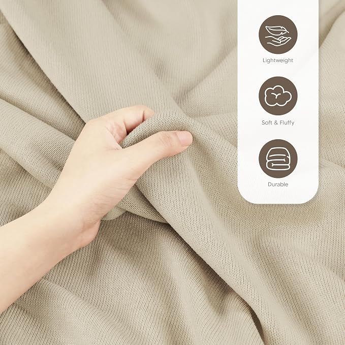 Utopia Bedding Soft Jersey Knit Blanket Camel Queen (90x90 Inches) | Lightweight, Breathable, Sweatshirt Blanket, Bed, Couch, Sofa, Cozy, Home Decor, Summer
