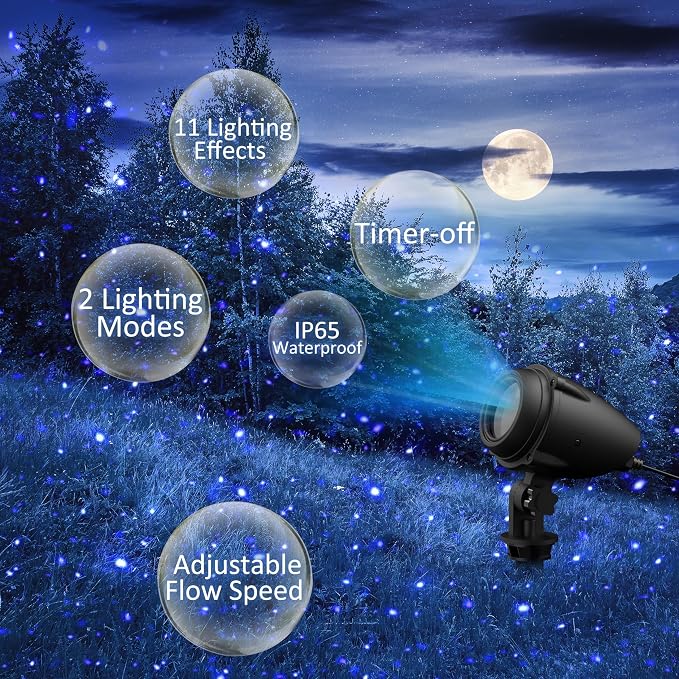 Christmas Laser Lights Projector Outdoor, AIRIVO RGB 3 Colors 11 Lighting Effects Projection Laser Light, Red Green Blue Star Light, Holiday Halloween Decor for Trees, Garden, Home, Landscape