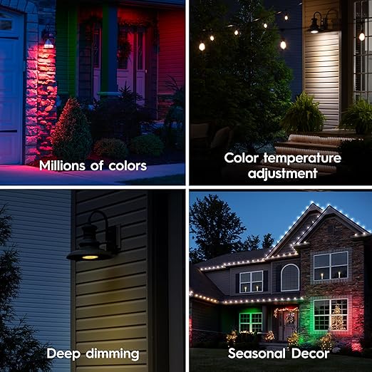 Cync GE PAR38 Color Changing Smart Outdoor Flood Light Bulbs, 4-Pack | Alexa & Google Home compatible, color changing outdoor floodlight, app control, weather-resistant, smart flood light, 4-pack