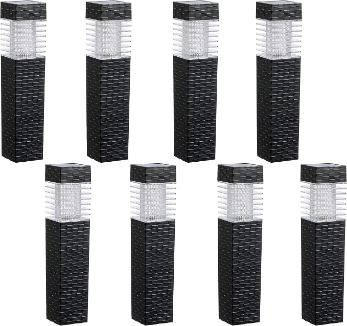 SUNNYPARK 8 Pack Solar Pathway Lights Outdoor | Rattan Style, Modern Design, Waterproof, LED Landscape Lights for Walkway, Driveway, Patio, Yard