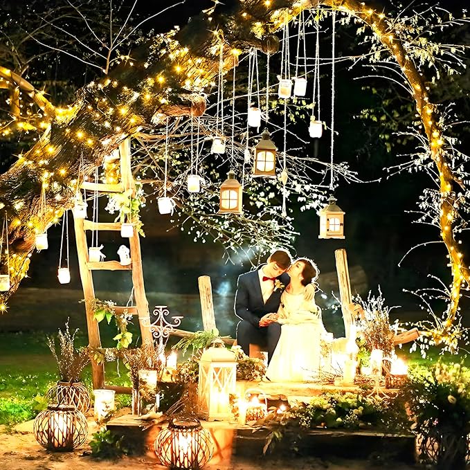 KNONEW 100FT 300 LED Outdoor Fairy Lights Plug in, Christmas Fairy Lights Outdoor Waterproof 8 Modes Memory Times for Wedding Bedroom Walls Garden Trees Decoration(Warm White)