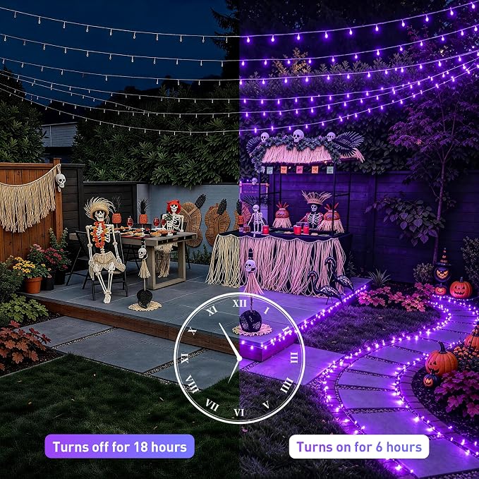 JMEXSUSS 99Ft Purple Halloween Lights, 300 LED Purple Christmas Lights | Purple Lights Indoor Outdoor Clear Wire for Yard Tree Xmas Spooky Halloween Party Decor (Non-Connectable)