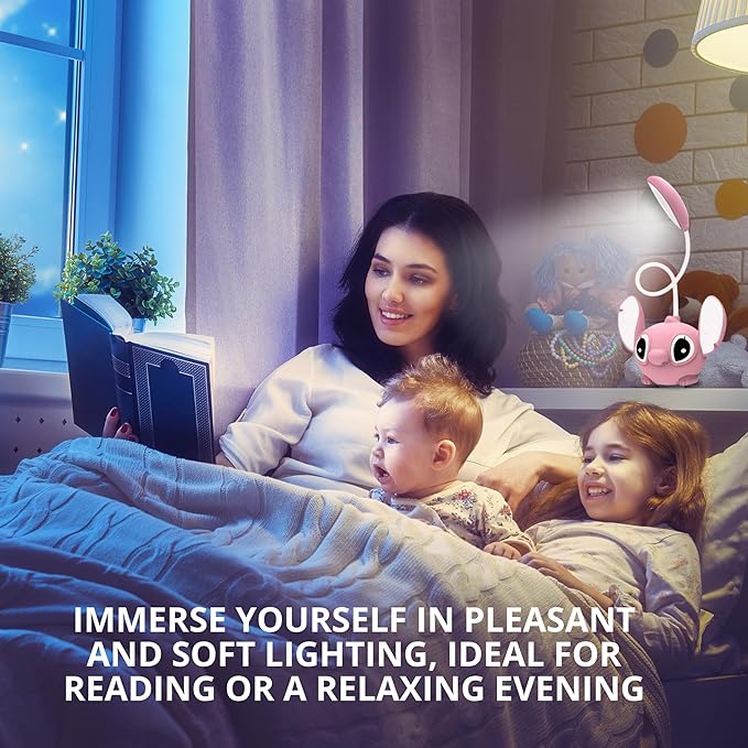 Pink Cartoon Kids Desk Lamp – Night Cartoon Figural Cute Table Lamp for Kids Bedroom Girls Night Light for Bedroom Room Decor Light Birthday Gifts