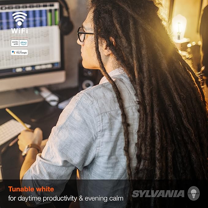 Sylvania WiFi LED Smart ST19 Light Bulb, 5W Efficient with Filament, for Alexa/Google Assistant, Energy Star, Clear, 2700K, Soft White - 1 Pack (75799)