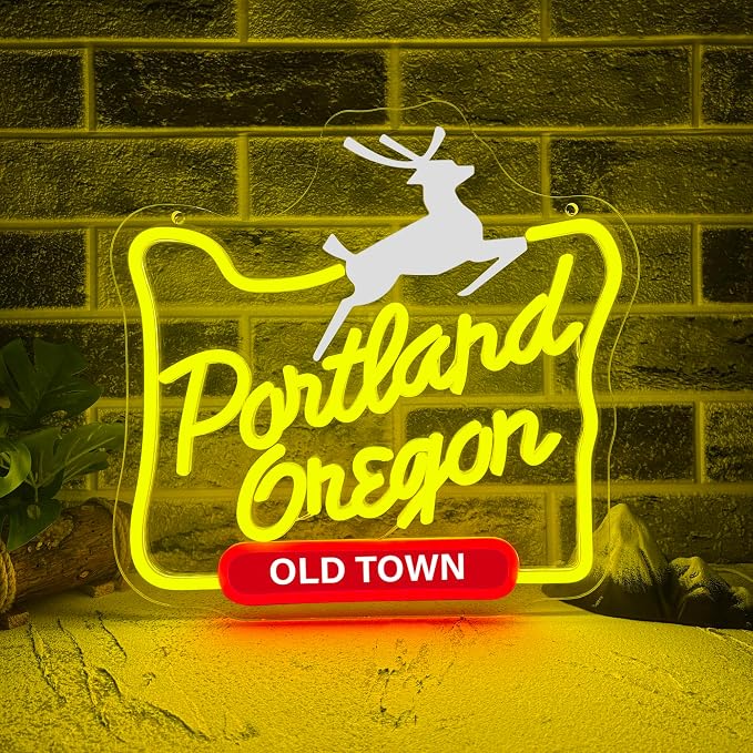 Mutank Portland Oregon Neon Sign, Iconic City Neon Light USB Powered LED Dimmable, for Portland Themed Room Decor Game Room Man Cave Home Bar Decor(12.9 * 12.5 In)