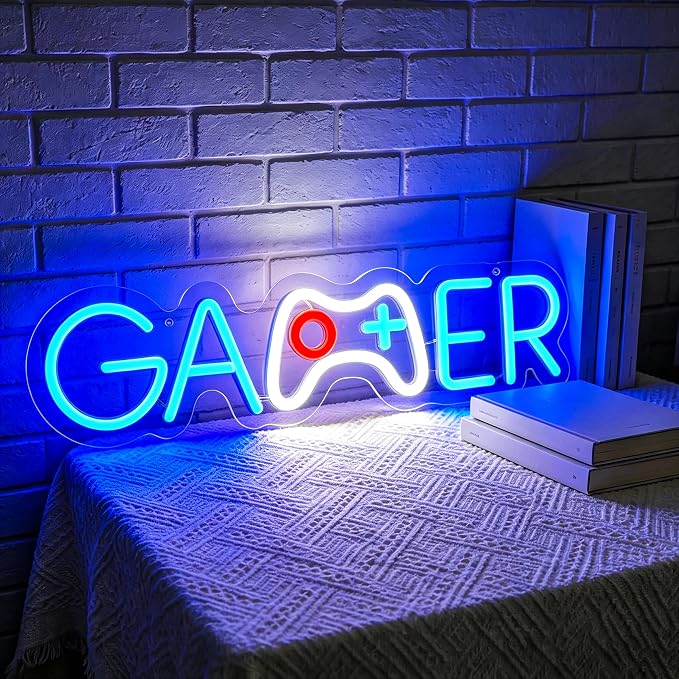 Gamer Neon Lights Signs Neon Sign Led Sign Light for Wall Decor | Gamer Neon Sign for Room Decor,Man Cave Decoration,Dormroom,Game Room Wall Decor,Gift,5V USB Powered