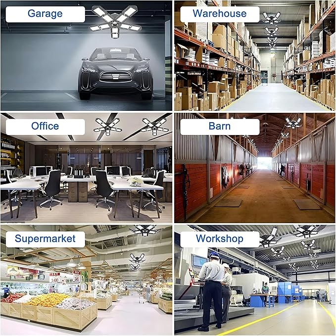 Five Leaf Super Bright 6500K Daylight Deformable LED Garage Lights - 180W