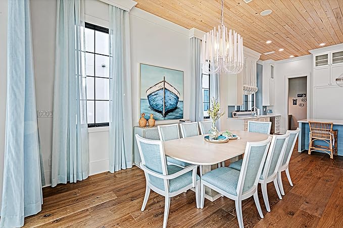 TOCHIC Modern Farmhouse Chandelier for Dining Room 18", Small Vintage White Wood Chandeliers Light for Living Room, Rustic Pendant Lighting Fixture Ceiling Hanging for Foyer Bedroom Entryway