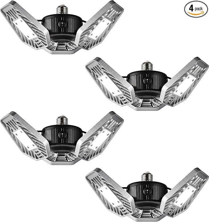 Ontel Beyond Bright LED Garage Light - Ultra-Bright, White Light that is Energy Efficient, Durable, Long-Lasting and Easy to Install (Pack of 4)