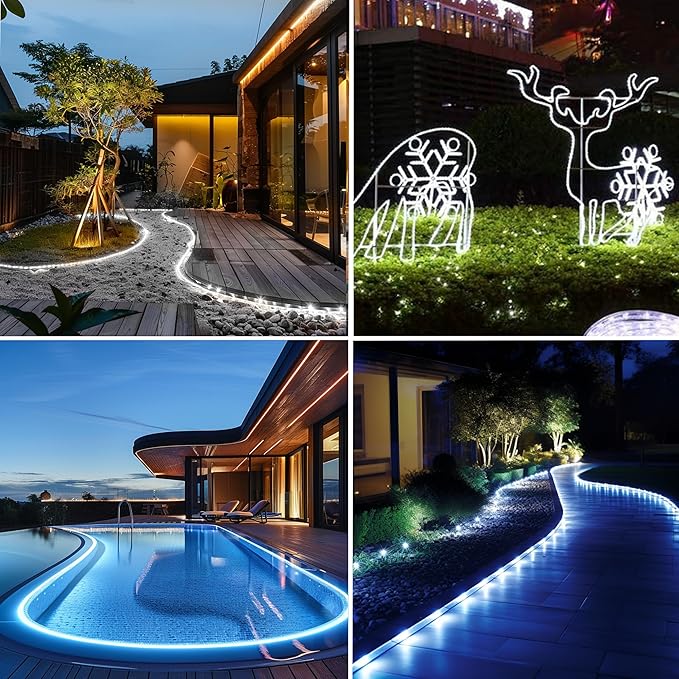 Solar Rope Lights Outdoor Waterproof - 149FT 1500LED Bright White Rope Lights for Outside, 8 Modes Solar Powered String Light for Yard Patio Porch Railing Christmas Tree Decor