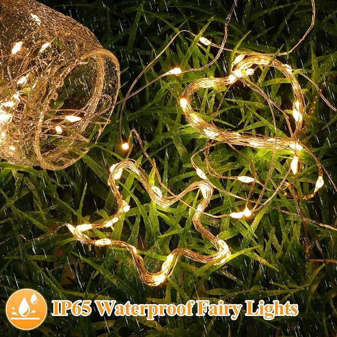 Lakumu 20-Pack Fairy Lights Battery Operated String Lights-7FT 20 LED,Waterproof Silver Wire Firefly Lights for Mason Jars DIY Bedroom Wedding Party Centerpiece Table Decor,Warm White