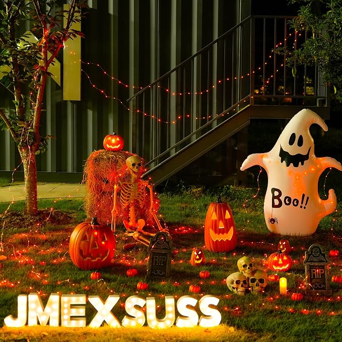 JMEXSUSS 2 Pack Halloween Fairy Lights Battery Operated, Total 400LED 132ft | Orange Fairy Lights with Remote, Waterproof, 8 Modes Twinkle String Lights for Halloween Tree Yard Bedroom Wreath Fall Decor