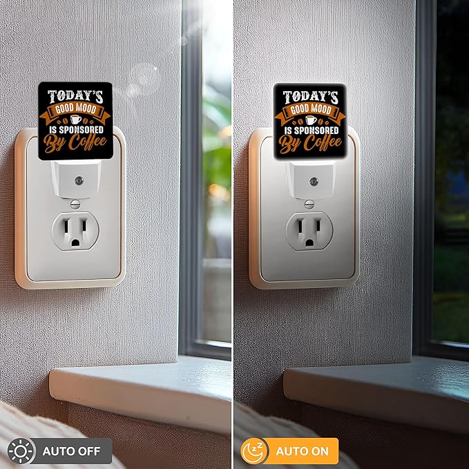 LED Night Light Lamp with Smart Sensor Dusk to Dawn Sensor,Funny Coffee Quote and Saying Night Light Daylight White,0.5W Plug-into Wall for Adults,Bedroom,Bathroom,Hallway,Kitchen