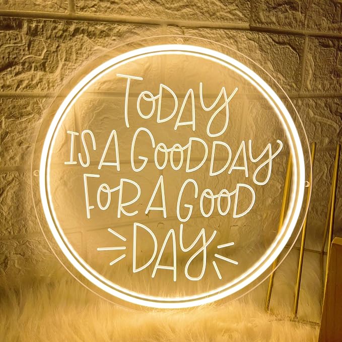 Neon Signs Today Is A Good Day for A Good Day LED Dimmable Neon Light Sign Neon Wall Decor Signs for Bachelorette Party Engagement Party First Birthday Favors Wedding Anniversary for Party Home Wall Wedding Decoration Art Gift