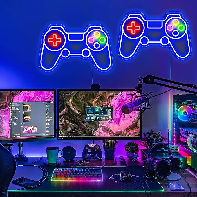 Game Controller Neon Sign Gamer Gifts for Teen Boys Room Decor Upgraded Gaming Lights Game Console Neon Light Sign for Bedroom Wall Decor (Gamepad)