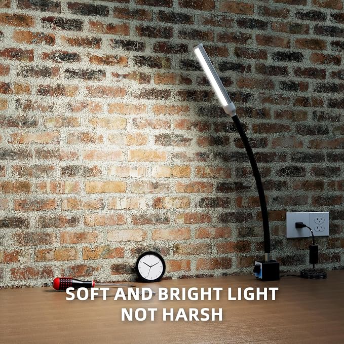 LED Magnetic Work Light, 15W high Brightness,Flexible Gooseneck lamp with Strong Magnetic Base for Lathe Milling Drill Press Industrial Lighting 110-230V Upgrade with Switch(Black with Switch)