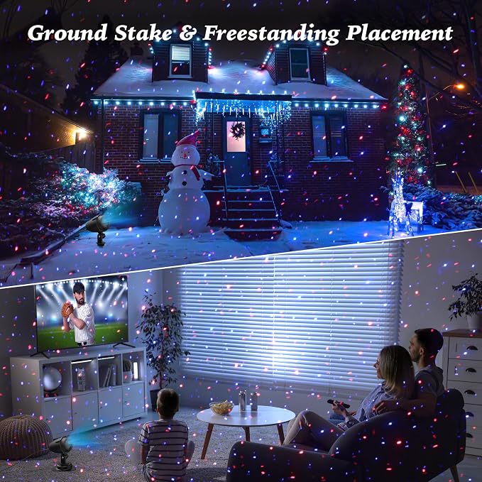 Christmas Laser Lights Projector Outdoor, AIRIVO RGB 3 Colors 11 Lighting Effects Projection Laser Light, Red Green Blue Star Light, Holiday Halloween Decor for Trees, Garden, Home, Landscape