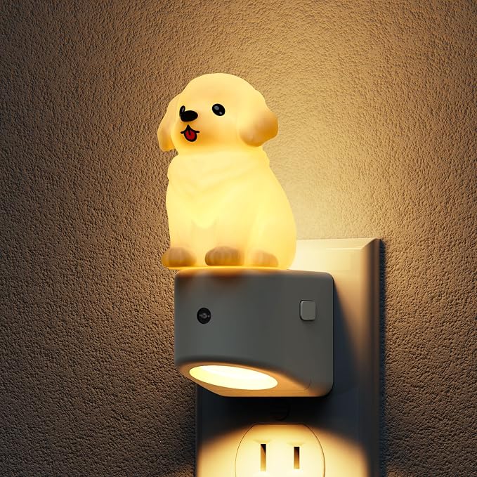 L LOHAS LED Night Light for Kids,3D Cute Puppy Night Lights | Golden Retriever with Dusk to Dawn Sensor, RGB+Soft White 3000K,Dog Night Light,Birthday Gift Nightlight for Kids