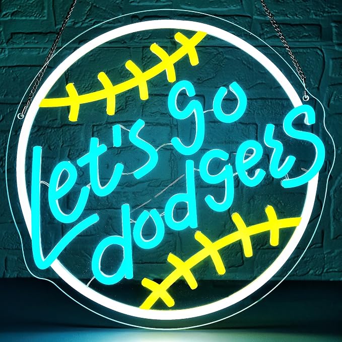 Baseball Neon Sign for Wall Decor Baseball Team Neon Light for Man Cave | Dimmable Led Neon,Fans Birthday Baseball Gifts,5V USB Powered, Men's Bedroom,Sport Bar Decor,Club,Garage Wall Art,13.7*13.3in