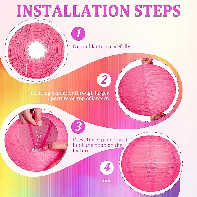 12 PCS Neon Party Decorations Tropical Party Decorations Colorful Paper Lanterns 10 in for Wedding Home Supplies (Neon)