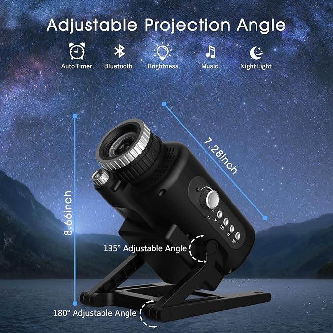 AIRIVO Visual Star Projector, 3D Dynamic Projector with 60 3D Scenes, Galaxy Projector with Bluetooth Speaker, Night Light Projector for Room Decor, Ideal Gift for Kids, Adults, Valentine's Day