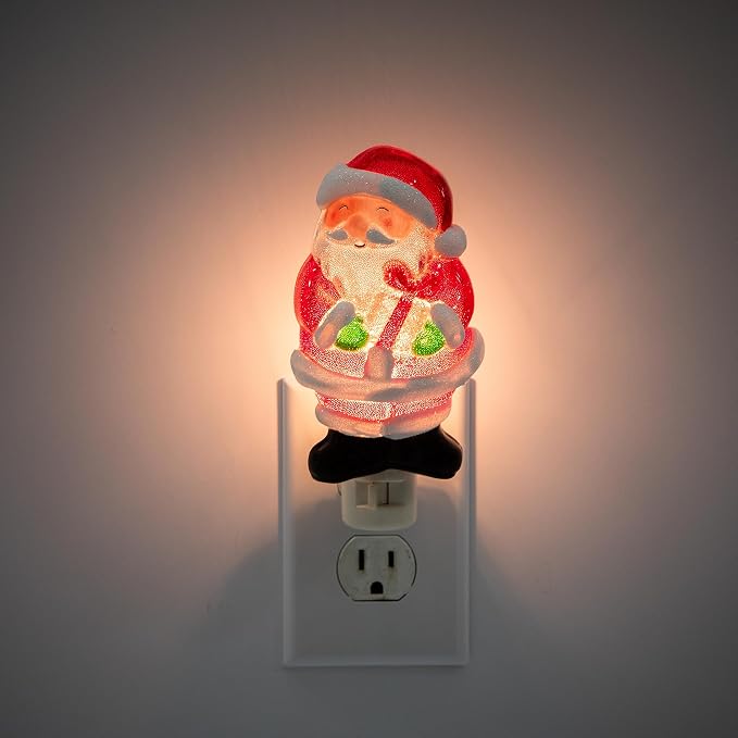 Creative Hobbies Jolly Santa Holiday Decor Night Light - Includes 5W C7 and Rotational Socket with On/Off Switch