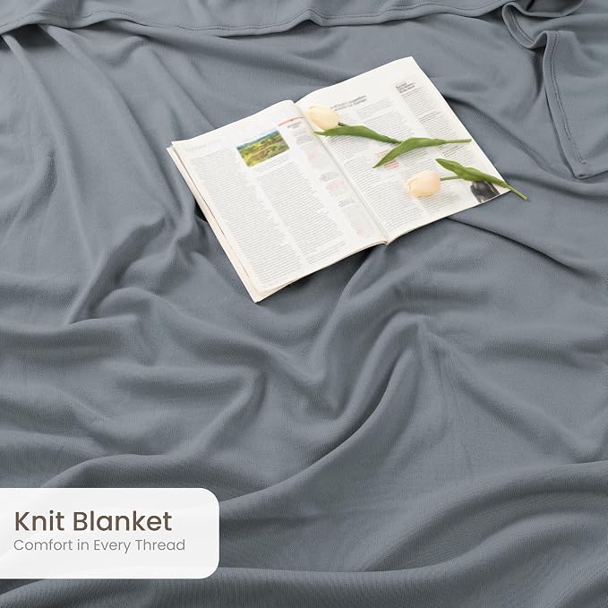Utopia Bedding Soft Jersey Knit Blanket Grey Twin (90x66 Inches) | Lightweight, Breathable, Sweatshirt Blanket, Bed, Couch, Sofa, Cozy, Home Decor, Summer