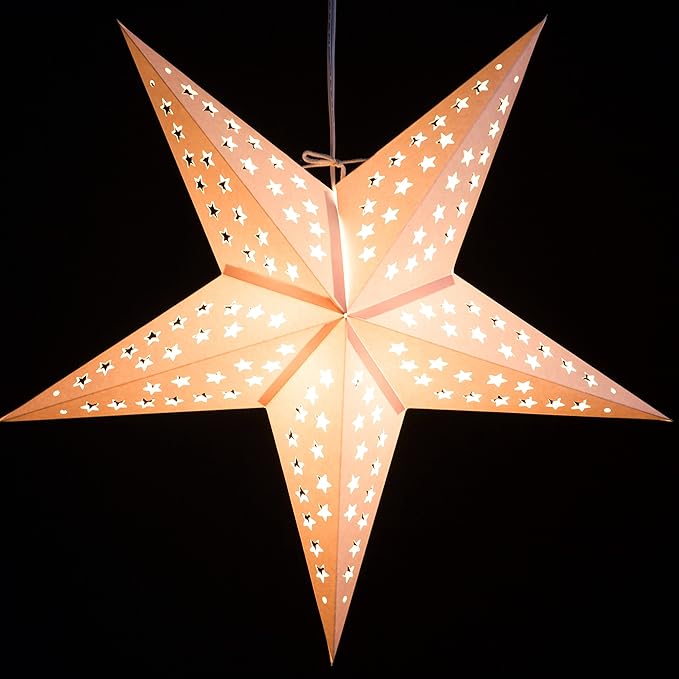 White Serenity Paper Star Lantern with 12 Foot Power Cord Included