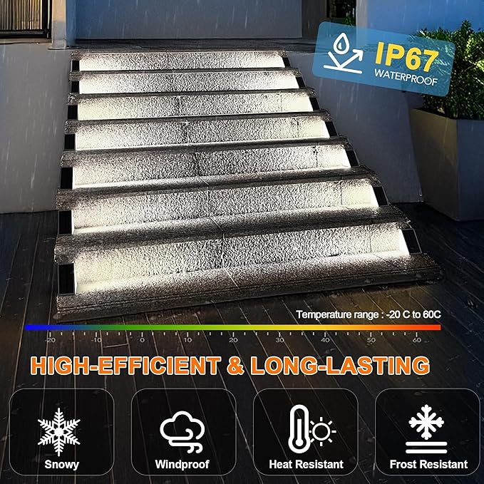 LED Solar Step Lights Waterproof Outdoor Stair Lights, Solar Deck Light Outdoor Decor IP67 Solar Decoration Light for Yard, Patio, Garden, Walkways, Front Door, Pathway, Driveway, Porch 2PK