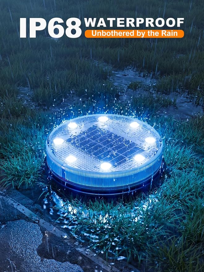 VOLISUN Solar Ground Lights with Remote Control – IP68 Waterproof Color Changing Flat Pathway Lights – RGB Solar Disk Lights with Lens for Yard Walkway Patio Garden Driveway [16 Pack]