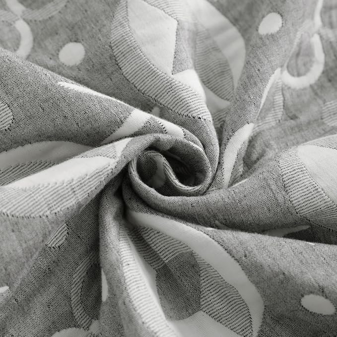 NTBAY 3 Layer Muslin Toddler Blanket, 30 x 40, Grey Starfish | Breathable Muslin Cotton Outer Layers with Light Thermal Fill, Reversible for Stroller, Daycare, Travel, and Supervised Use